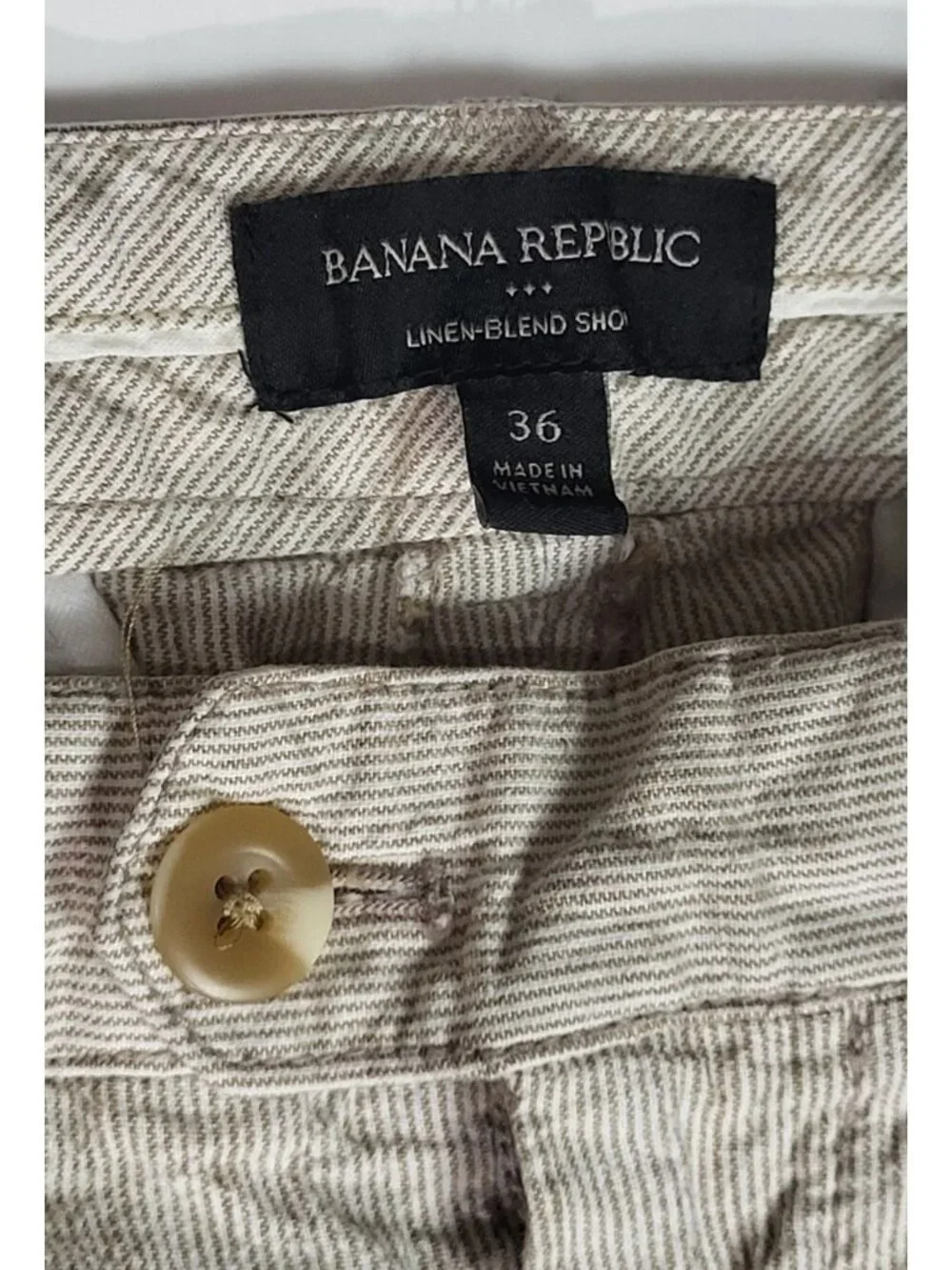 Banana Republic Mens Linen-Blend Casual Preppy Beach Summer Neutral Shorts 36